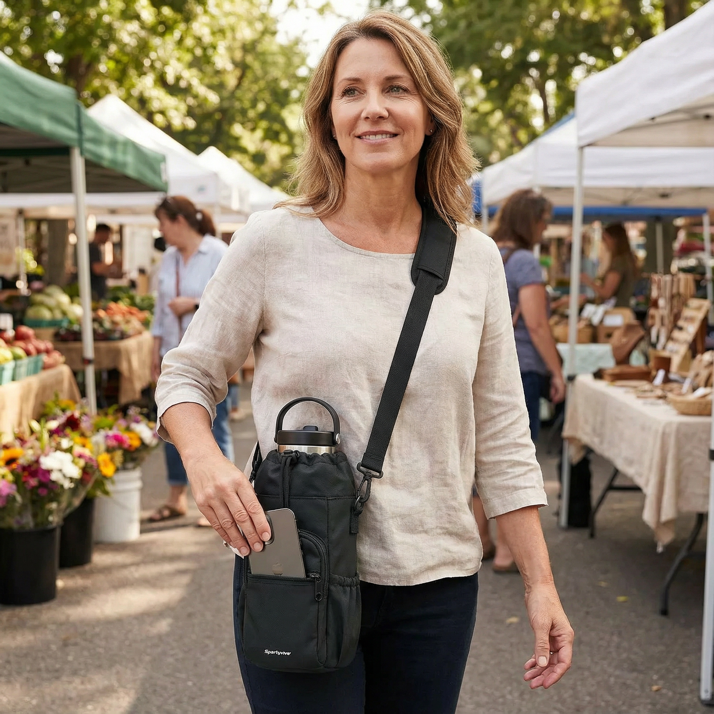 Carryvive™ – Insulated Water Bottle Carrier with Phone Pocket