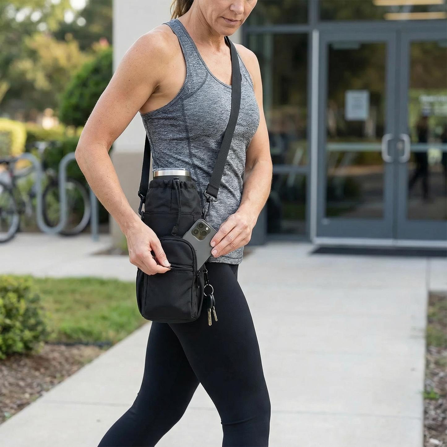 Carryvive™ – Insulated Water Bottle Carrier with Phone Pocket