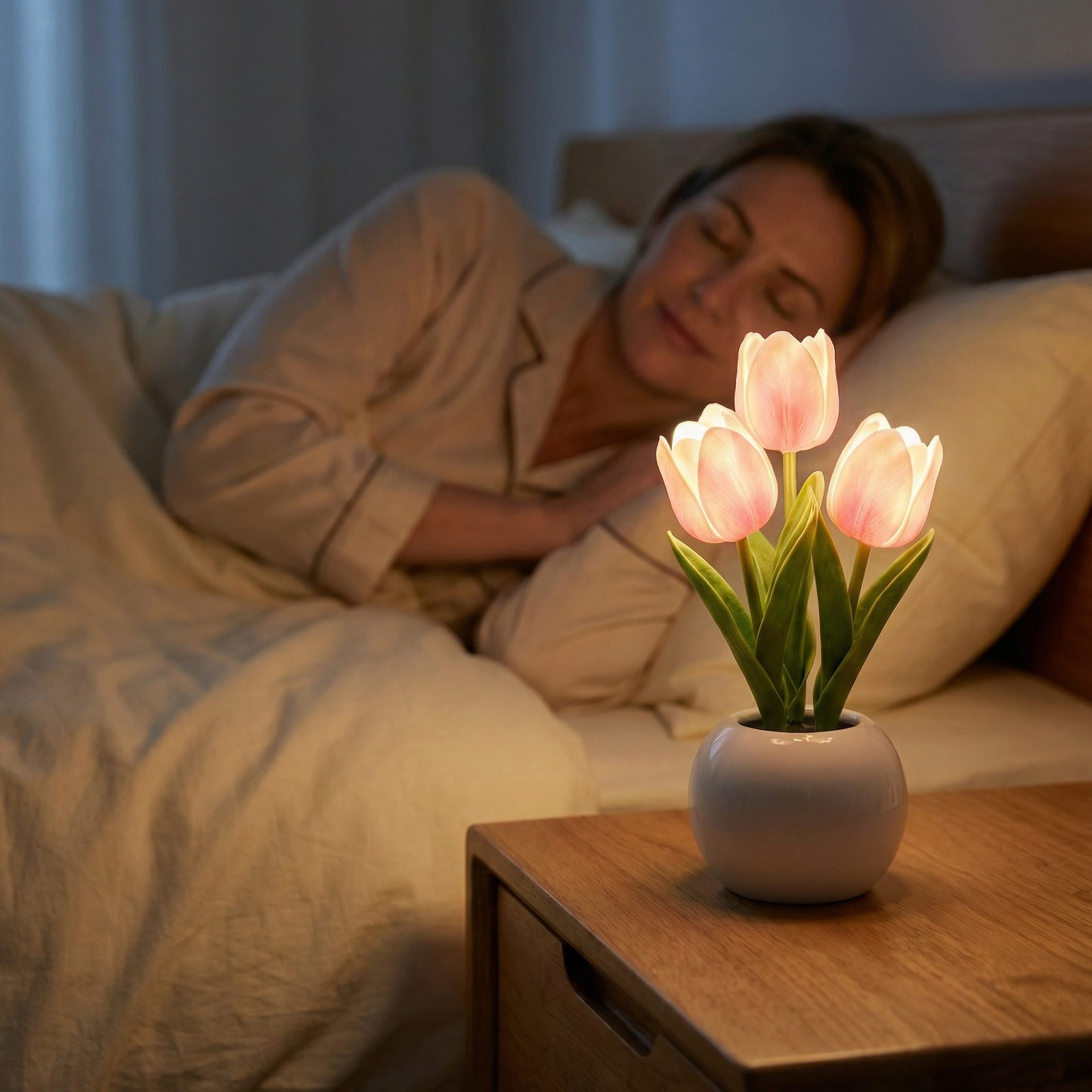 Bloomora™ – LED Tulip Lamp with Ceramic Vase