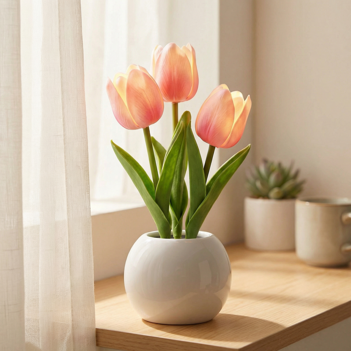 Bloomora™ – LED Tulip Lamp with Ceramic Vase