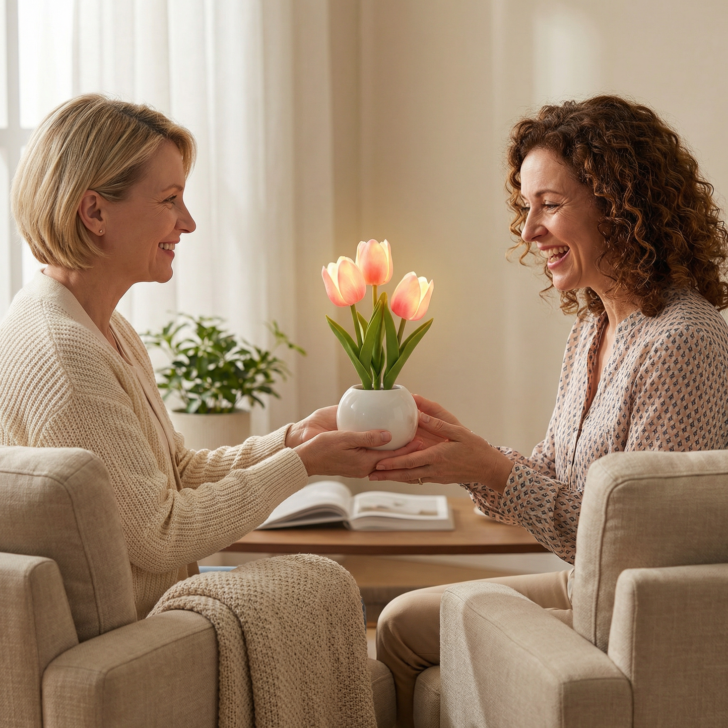 Bloomora™ – LED Tulip Lamp with Ceramic Vase