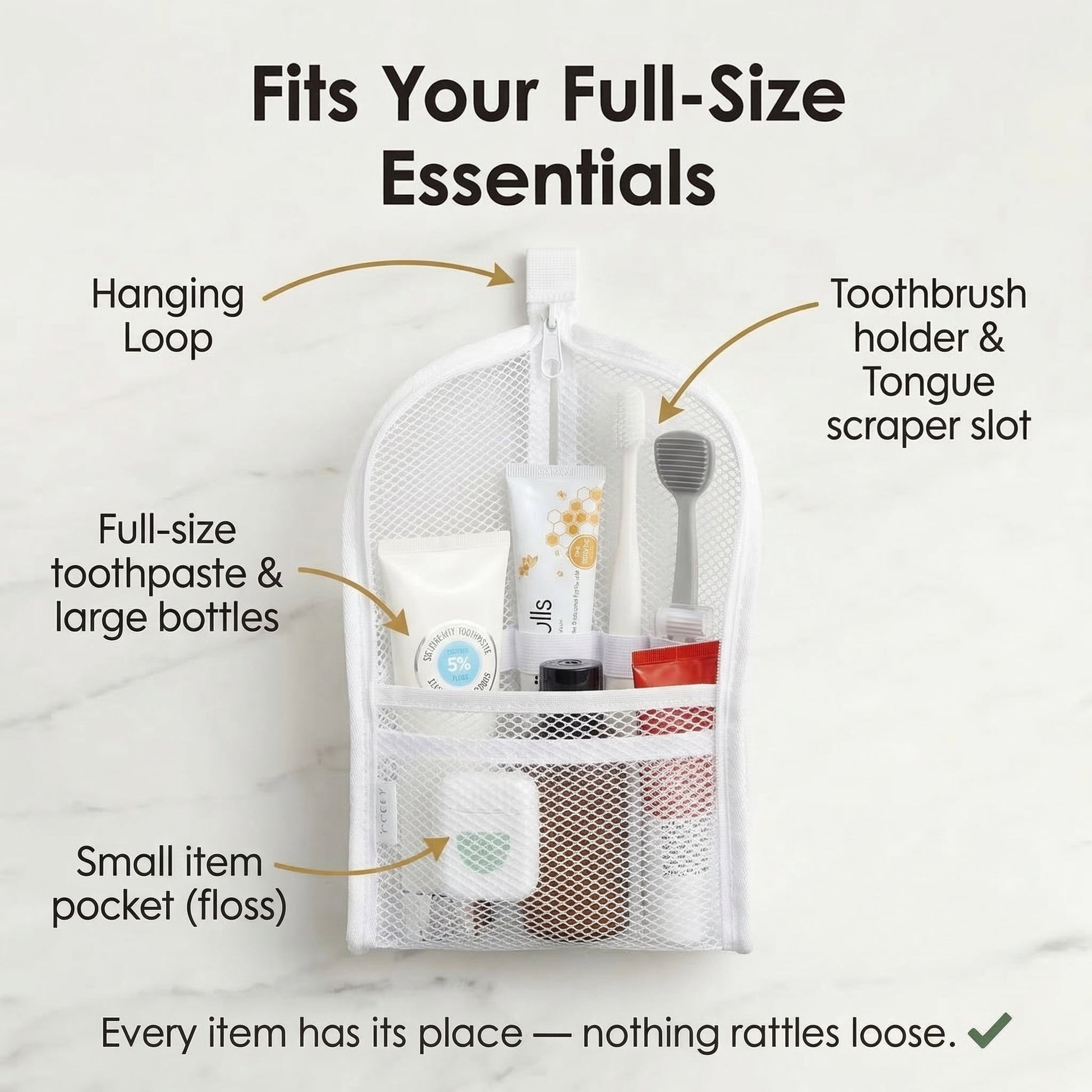 Self Standing Travel Toiletry Pouch Organizer for Toothbrush & Accessories