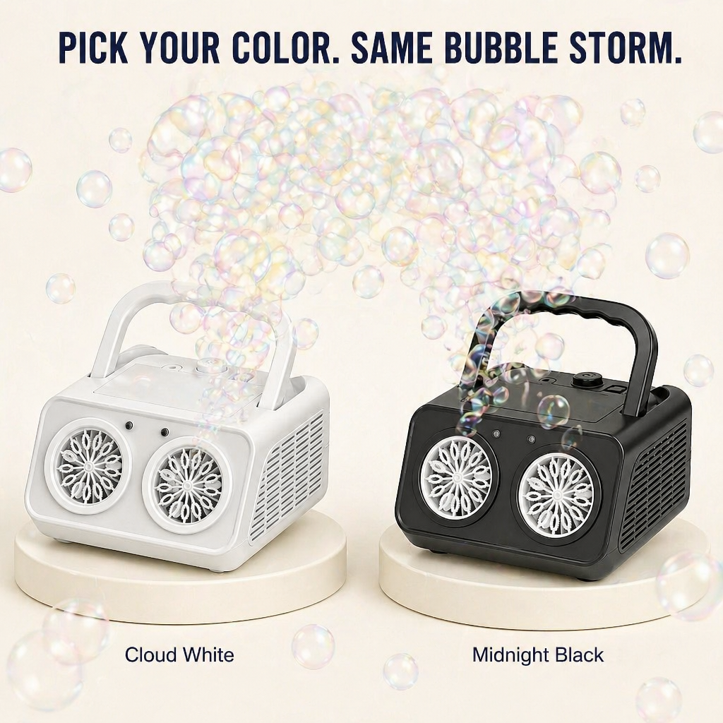 BubblyRush™ — Flood Any Backyard Party With a Twin-Disc Bubble Storm