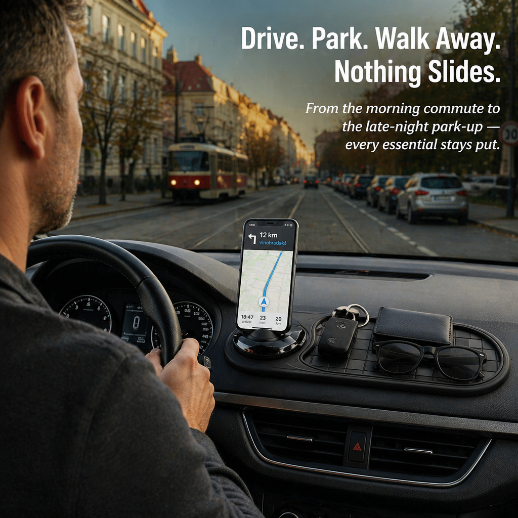 GripNest™ — Pin Your Phone, Flash Your Parking Number & Tame the Dashboard in One Pad