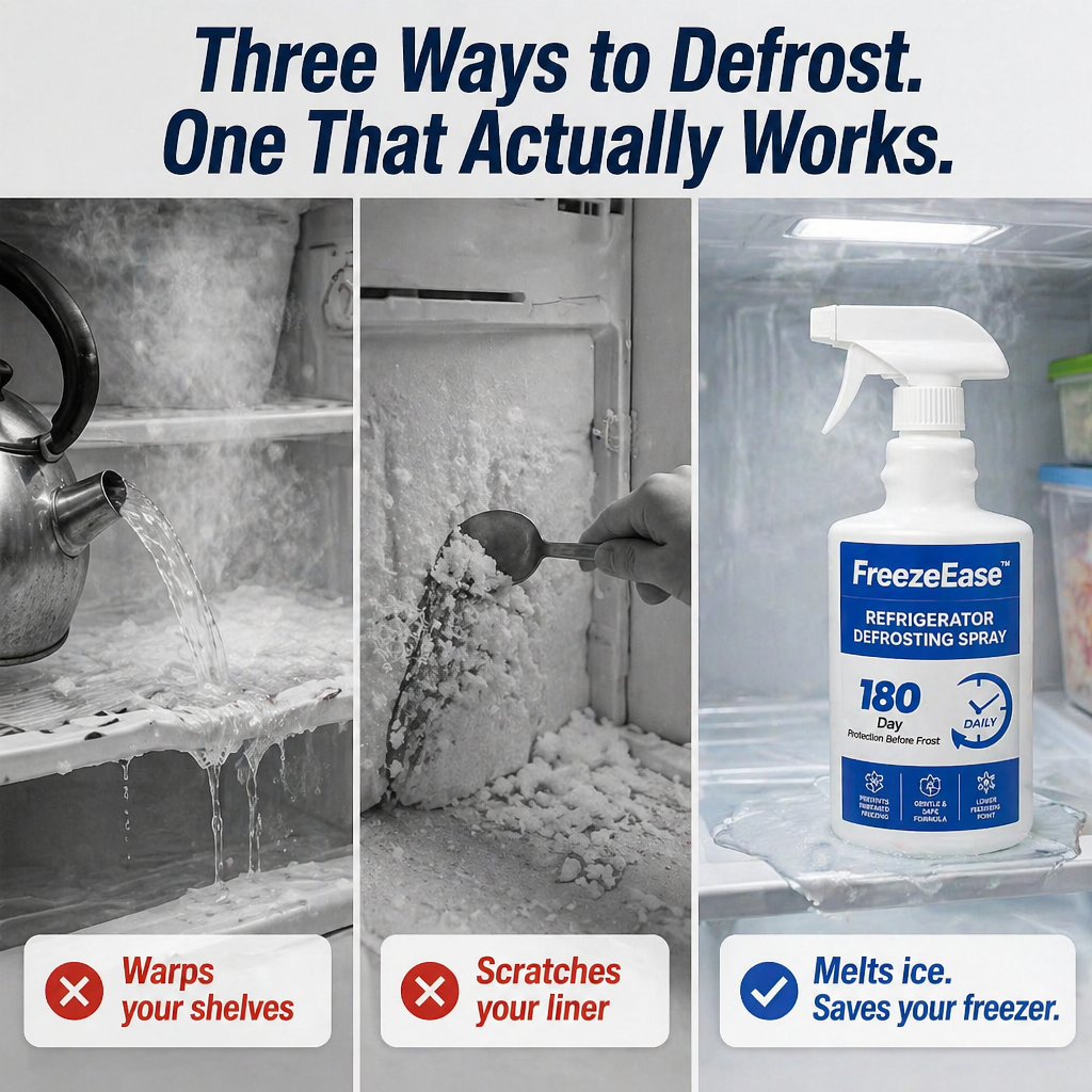 FreezeEase™ — Melt Thick Freezer Ice in Minutes Without Scraping or Scratching