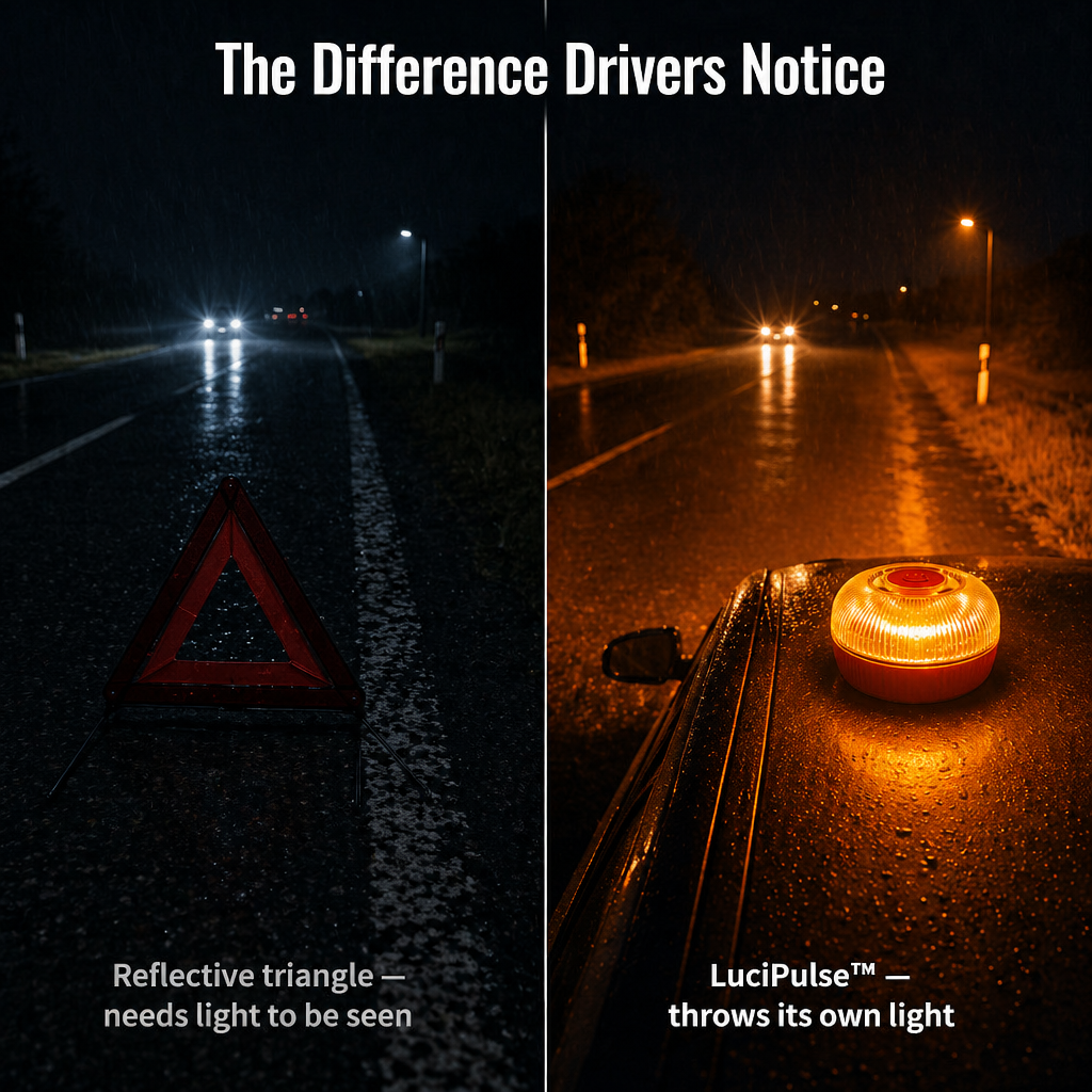LuciPulse™ — Stick It On Your Roof & Light Up the Roadside in Seconds