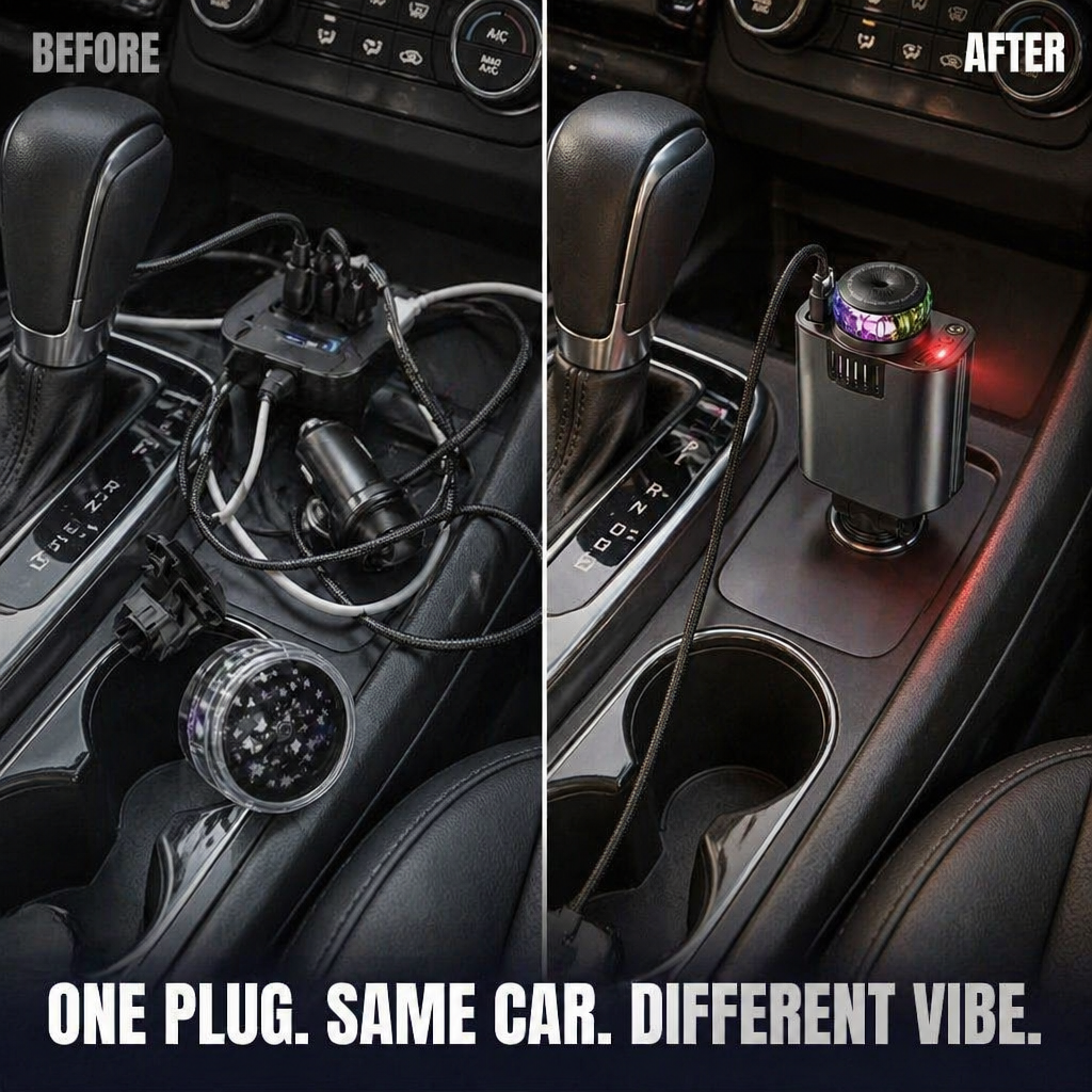 LumiVibe™ — Charge, Scent & Star-Project Your Car From One Plug