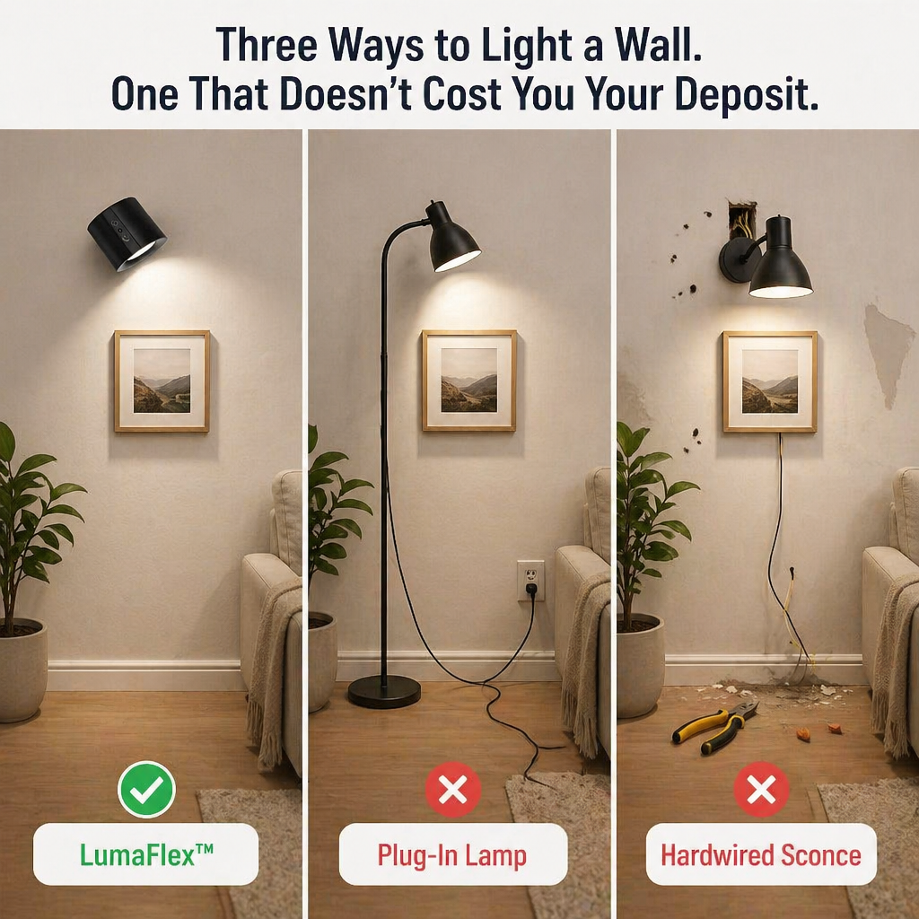 LumaFlex™ — Add Bright, Cordless Light to Any Wall in Under a Minute