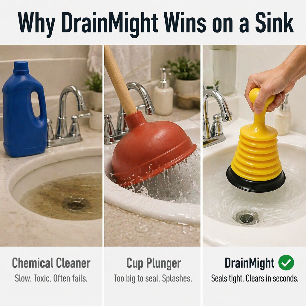 DrainMight™ — Pop Stubborn Sink Clogs in Seconds Without the Mess
