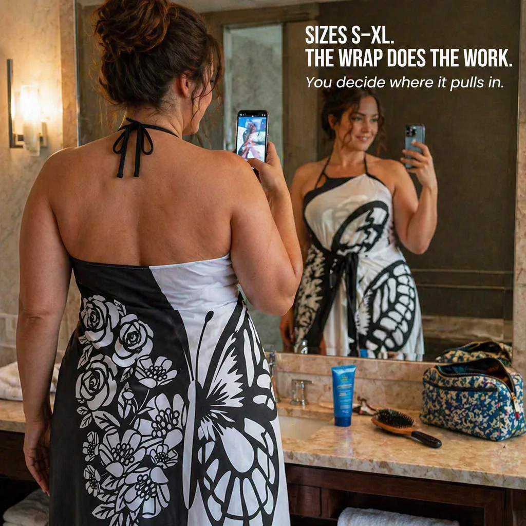 Butterfly Breeze™ — Wrap, Tie & Steal the Beach in Statement Butterfly Print