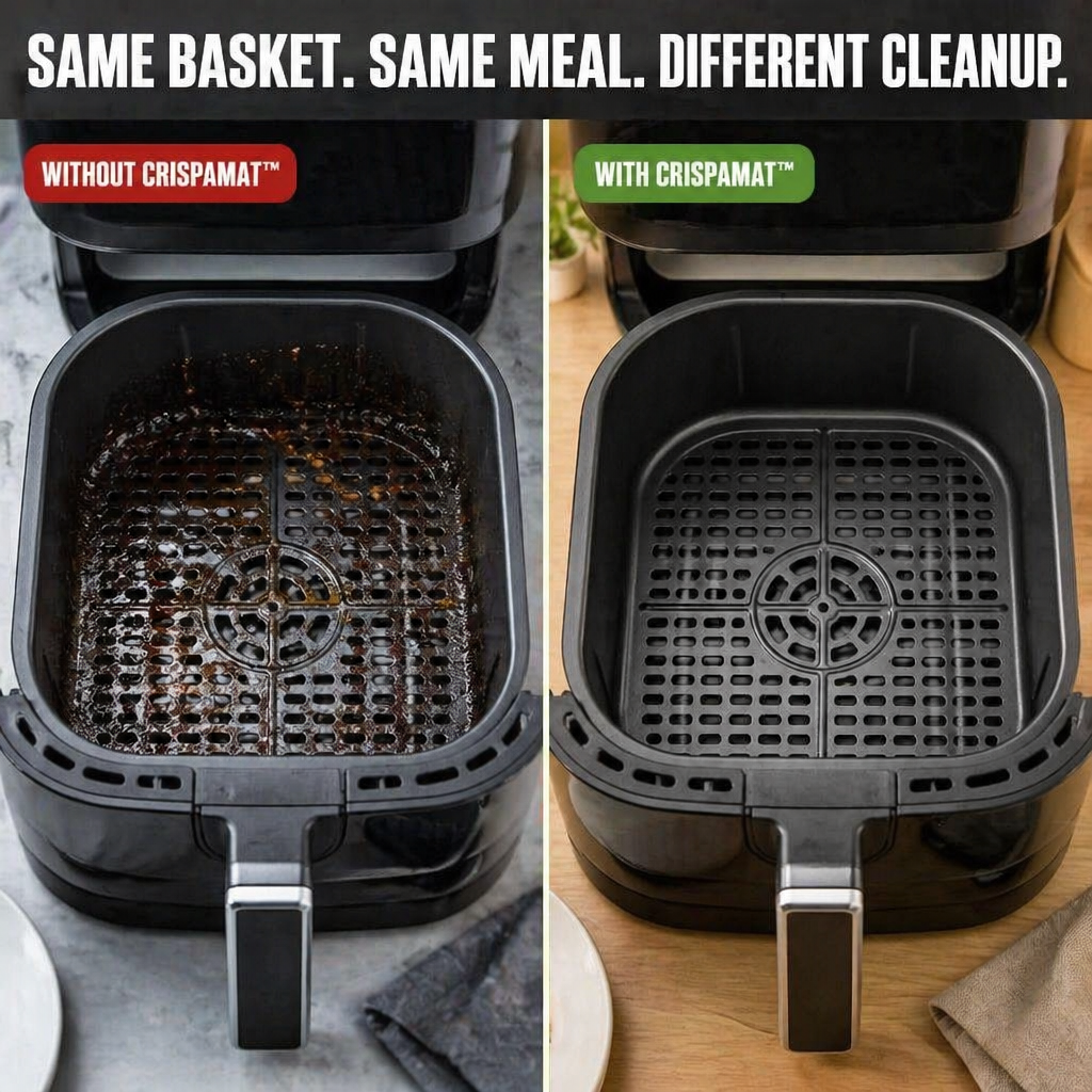 CrispaMat™ — Catch the Grease and Skip the Air Fryer Scrub Forever
