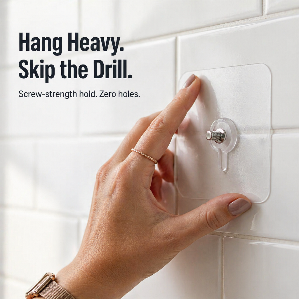 GripLuxe™ ClearHooks — Instantly Hang Heavy, Damage-Free, and Disappear Into Your Walls