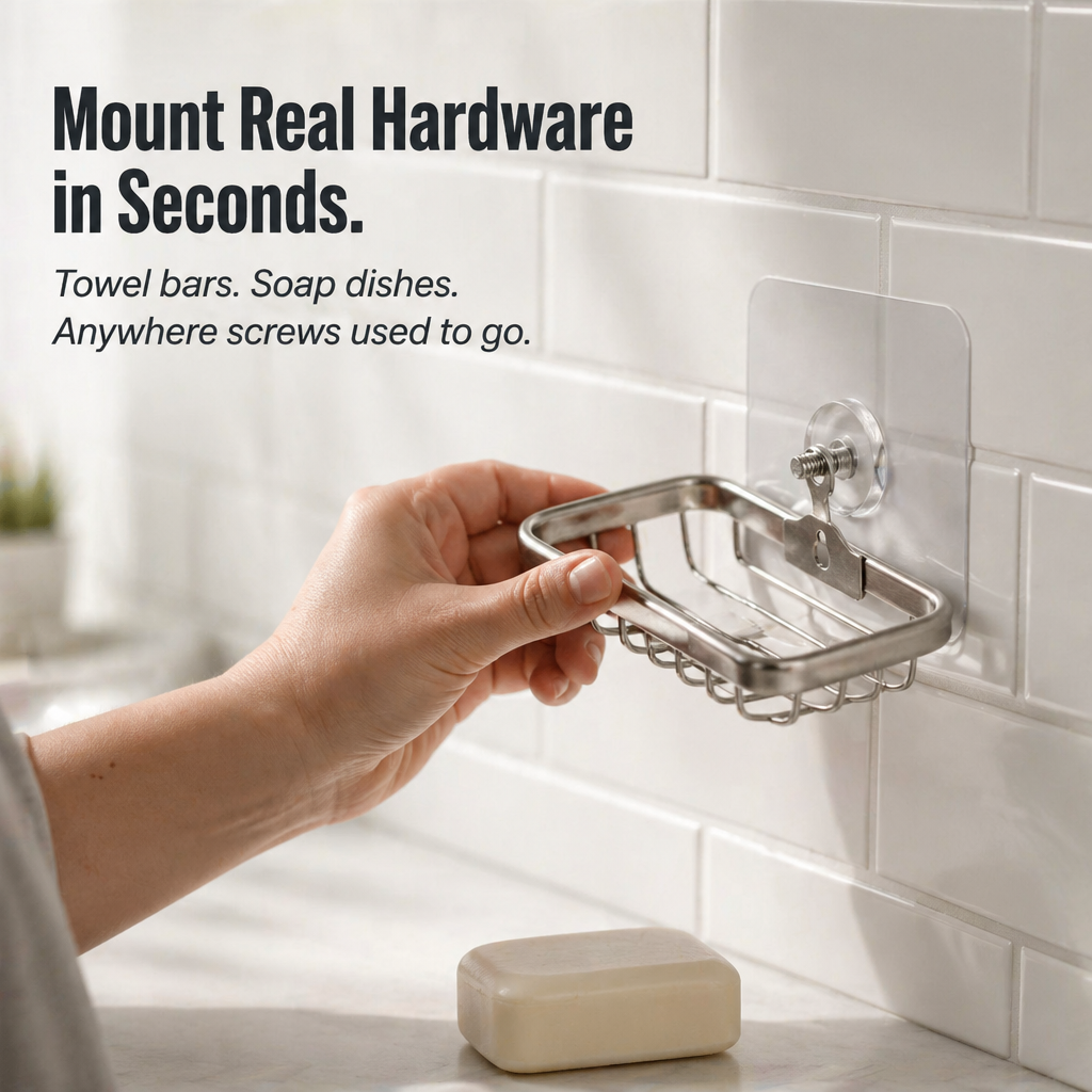 GripLuxe™ ClearHooks — Instantly Hang Heavy, Damage-Free, and Disappear Into Your Walls