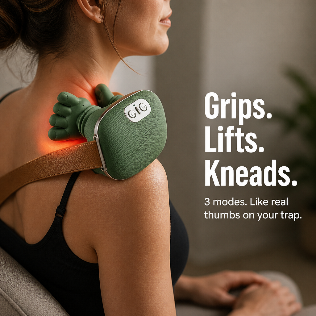 LuminaRelief™ — Knead Out Tech-Neck Tension With Real-Hand Pressure and Heat