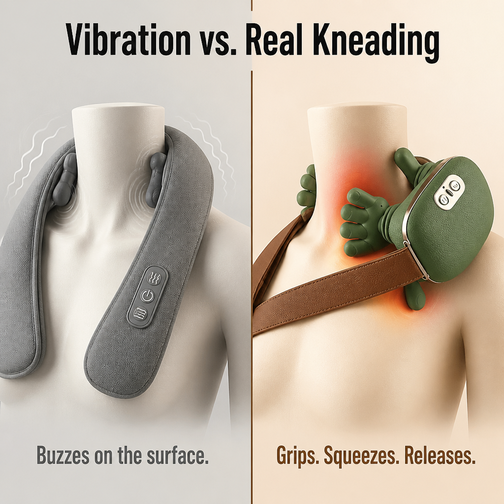 LuminaRelief™ — Knead Out Tech-Neck Tension With Real-Hand Pressure and Heat