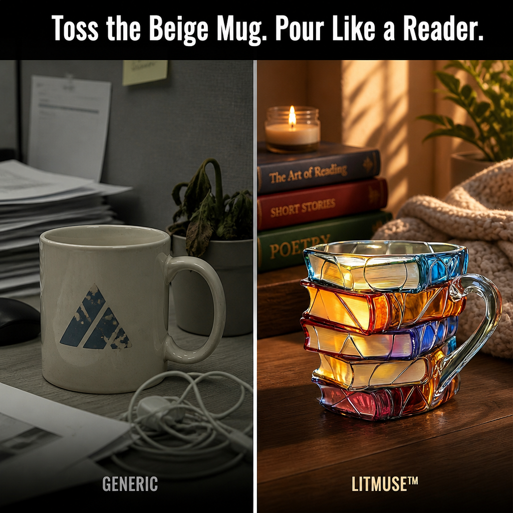 LitMuse™ — Pour Your Morning Coffee Into a Stained-Glass Stack of Books