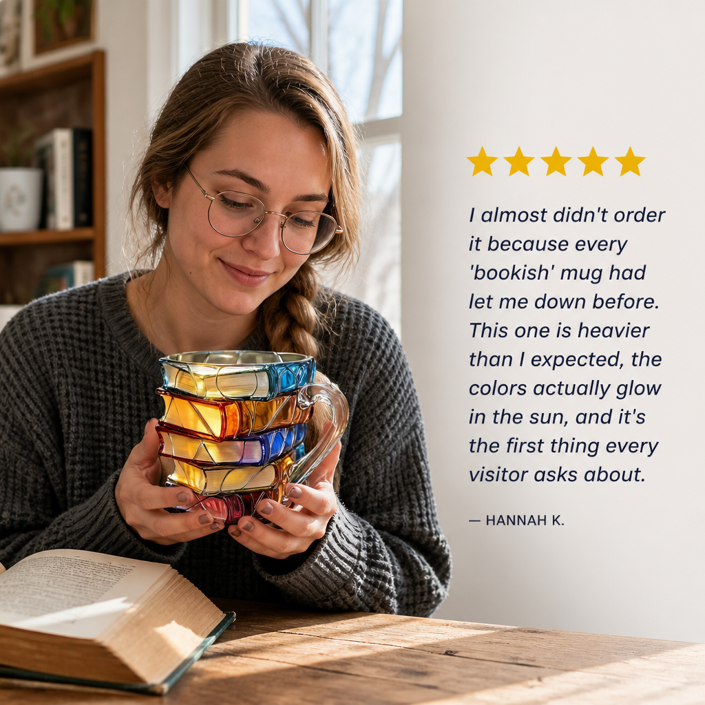 LitMuse™ — Pour Your Morning Coffee Into a Stained-Glass Stack of Books