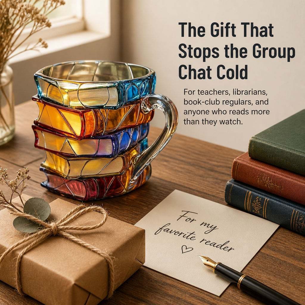 LitMuse™ — Pour Your Morning Coffee Into a Stained-Glass Stack of Books