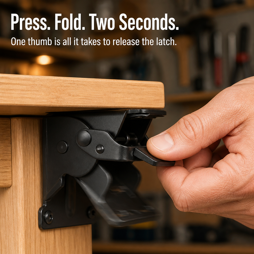 ForgeFold™ — Hold 500 Pounds Steady, Then Fold It Flush to the Wall