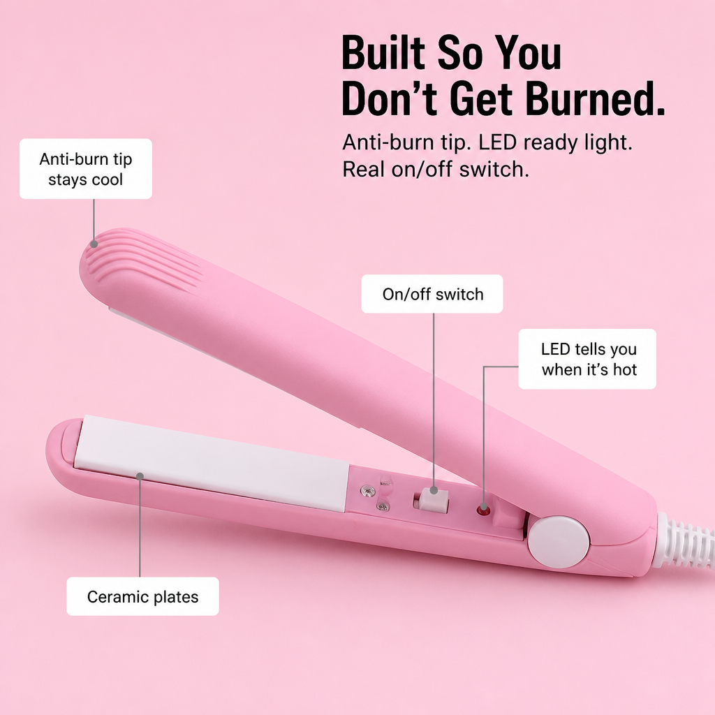 LumeaCurve™ Mini Styler — Smooth Bangs, Tame Frizz & Refresh Waves On The Go