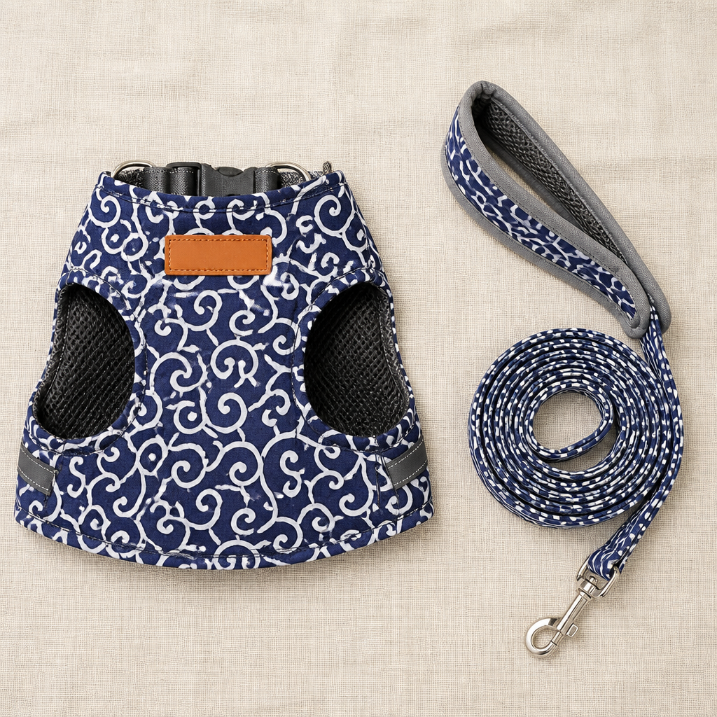 PurrfectFit Japanese Swirl Print Cat Vest Harness with Padded Leash