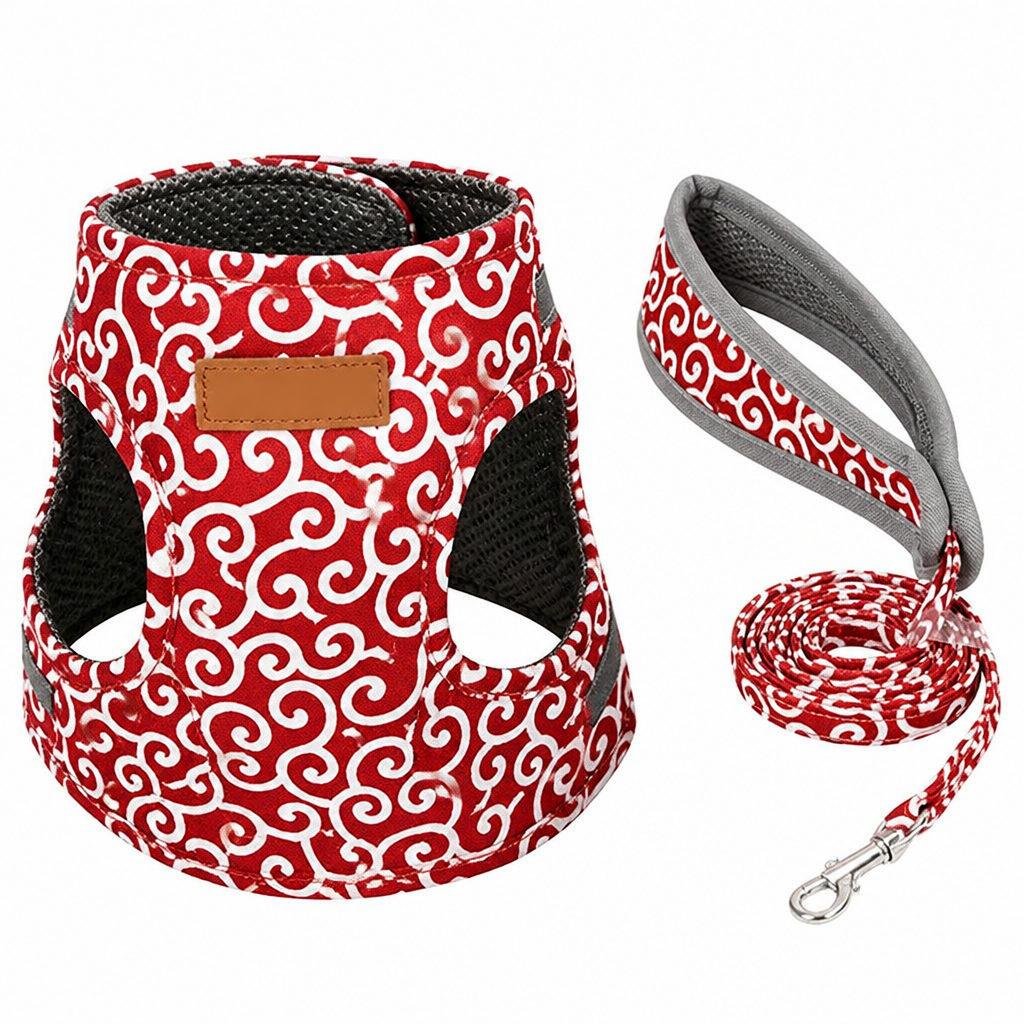 PurrfectFit Japanese Swirl Print Cat Vest Harness with Padded Leash