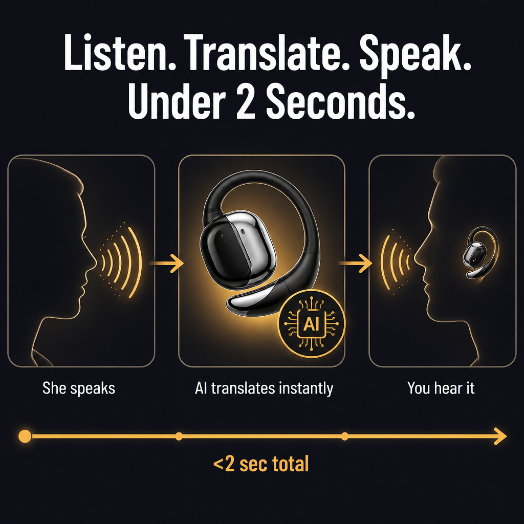 FluentSense™ — Speak 144 Languages Live Without Holding Up Your Phone