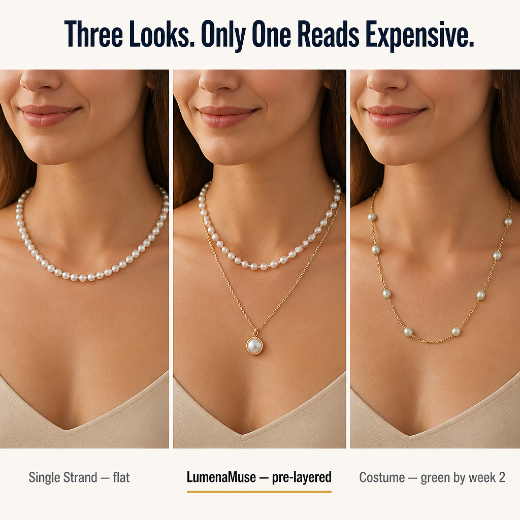 LumenaMuse™ — Wear the Layered Pearl Look Without Tangled Chains