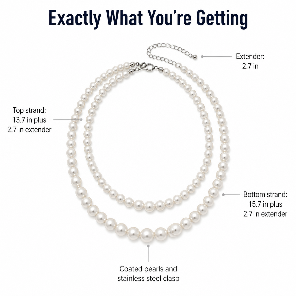 LuminaChic™ — Layer Two Pearl Strands That Don't Peel or Turn Skin Green