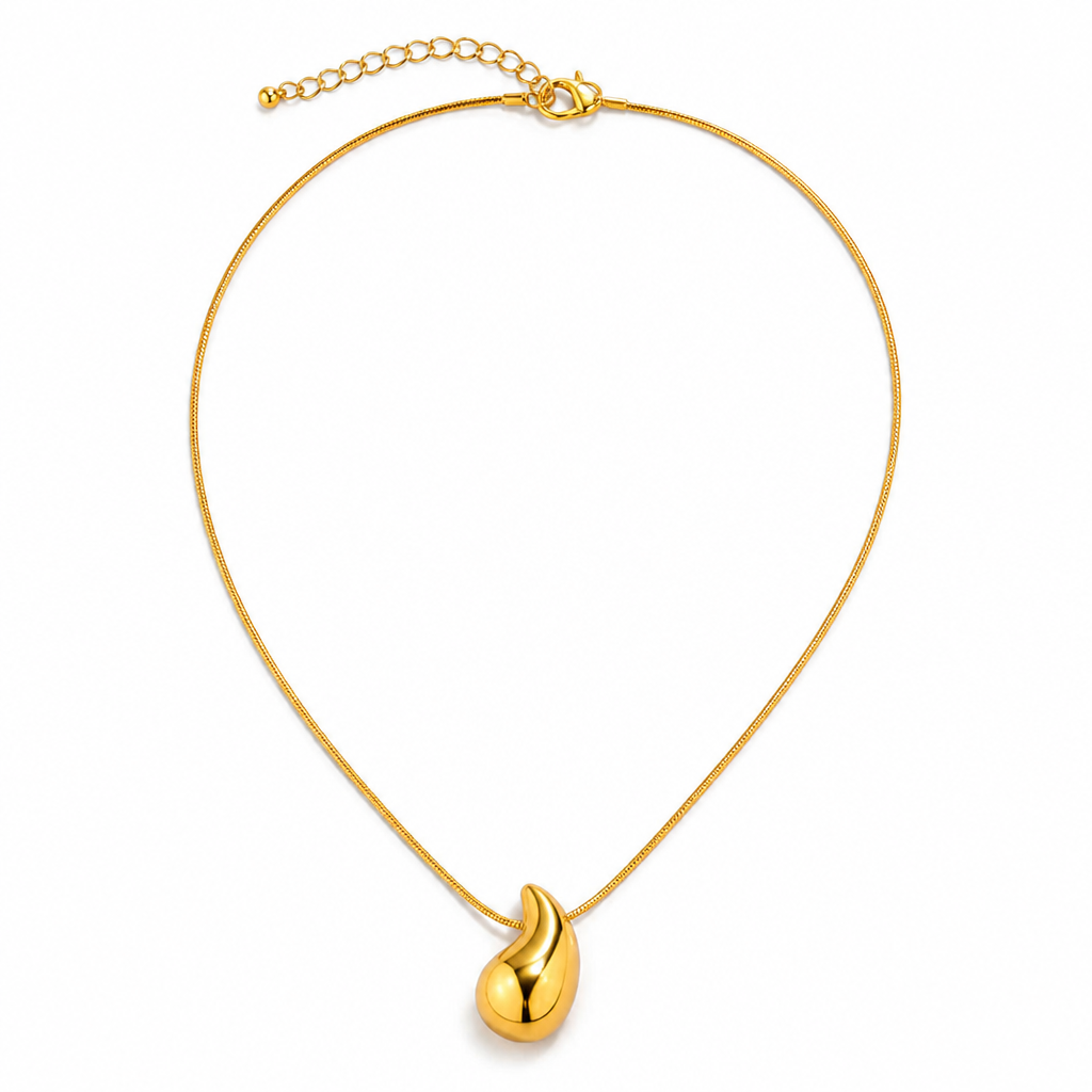 LumaVera™ – Sculpted Teardrop Gold Pendant Necklace