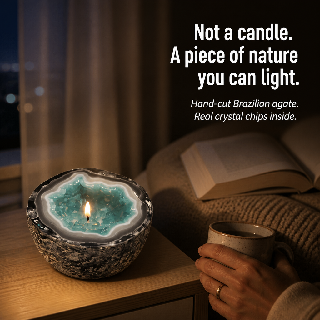 LumaCryst™ — Light Real Crystals Inside a Hand-Cut Agate Geode Bowl
