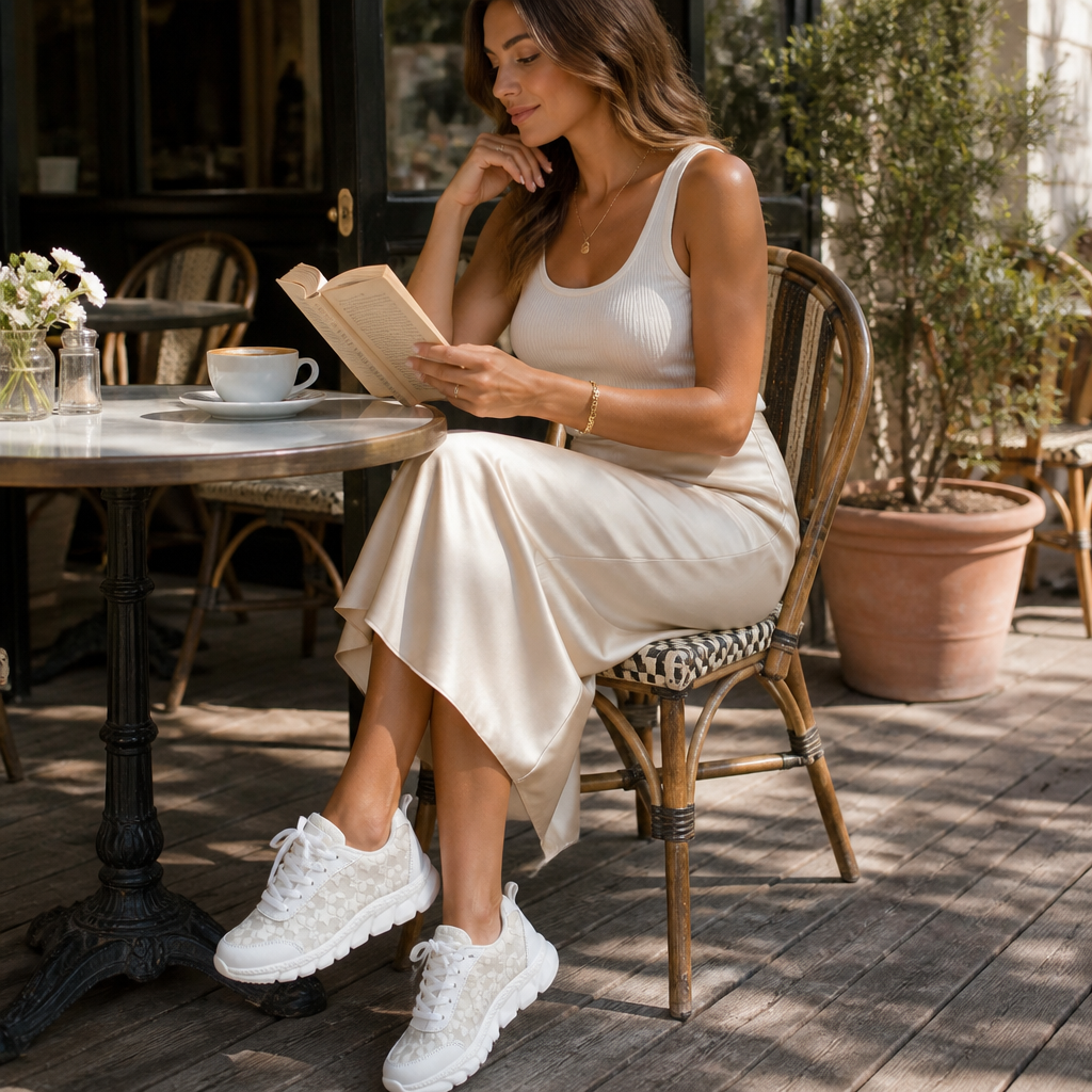 LunaStride™ – Floral Lace Mesh Platform Sneakers in White
