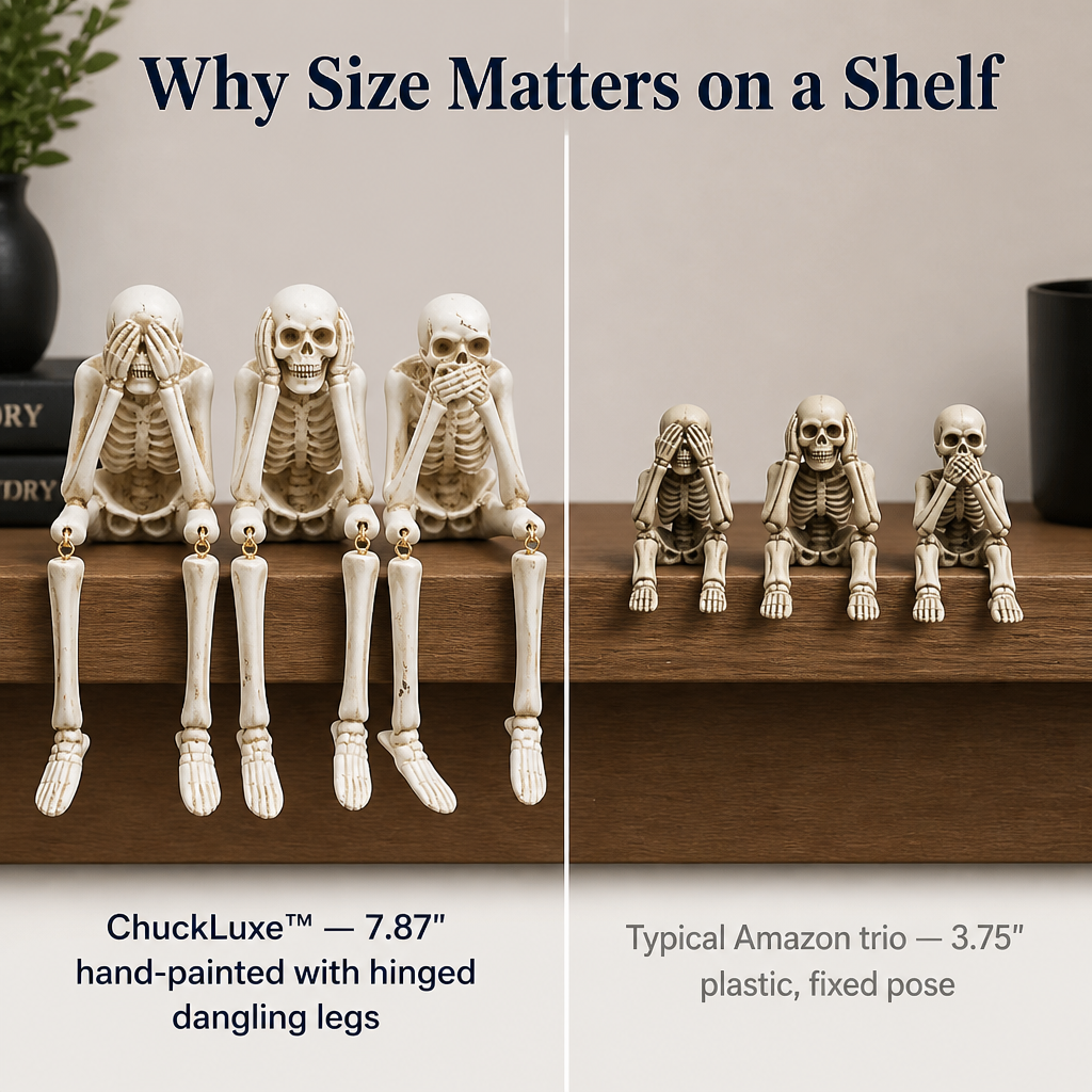 ChuckLuxe — Style Your Shelf With the Dangling-Leg Skeleton Trio Everyone Asks About | Set of 3
