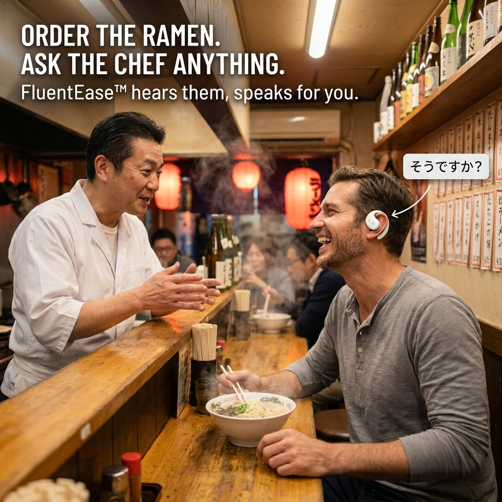 FluentEase™ — Speak and Understand 144 Languages Without Touching Your Phone