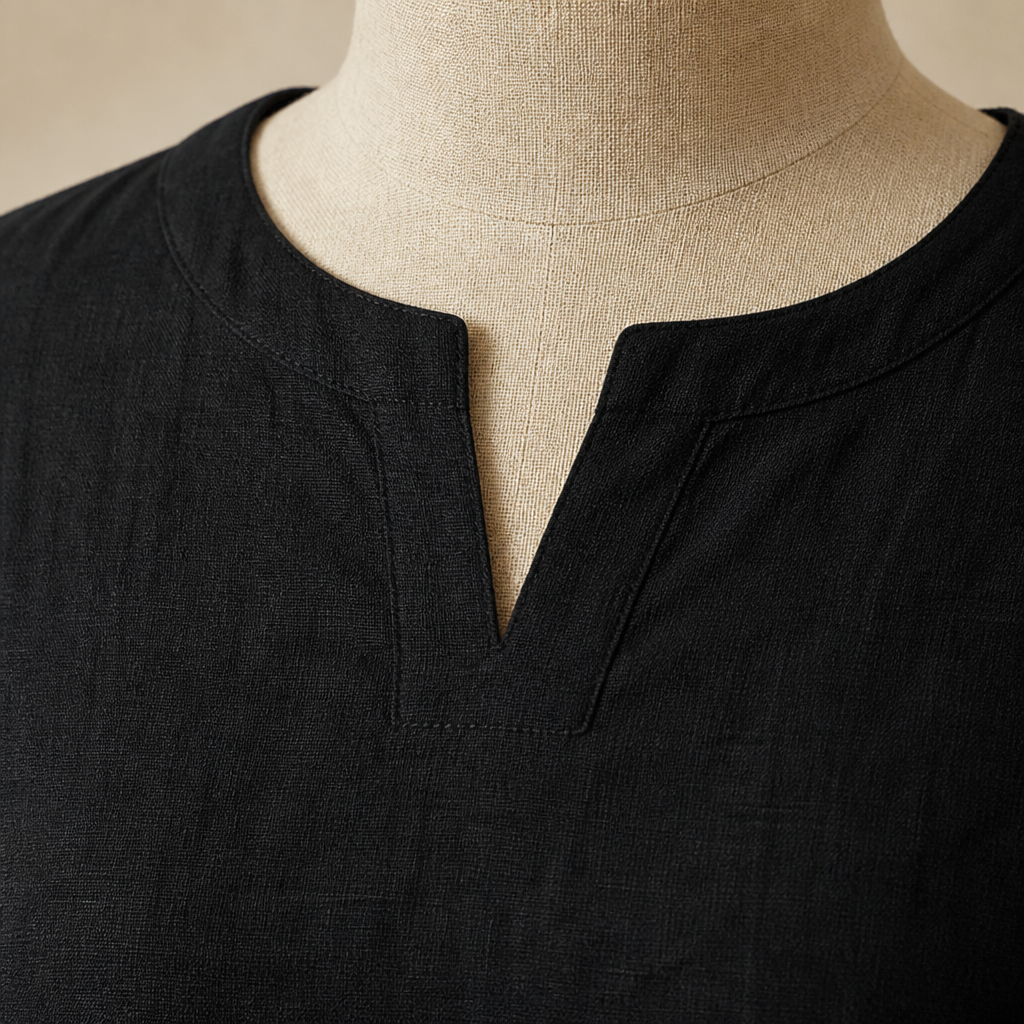 LumoraEase™ – Relaxed Cotton-Linen V-Neck Two-Piece Set