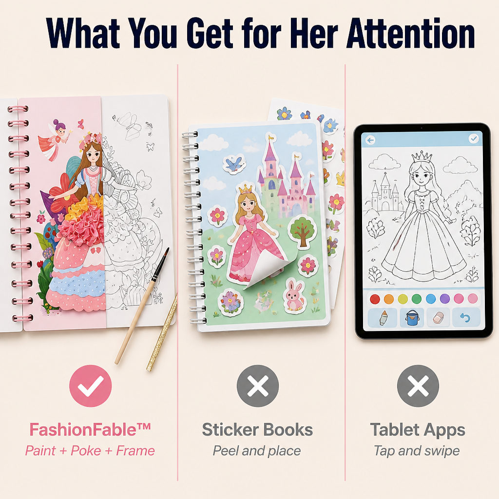 FashionFable™ — Paint, Poke, and Frame the Princess She'll Actually Finish