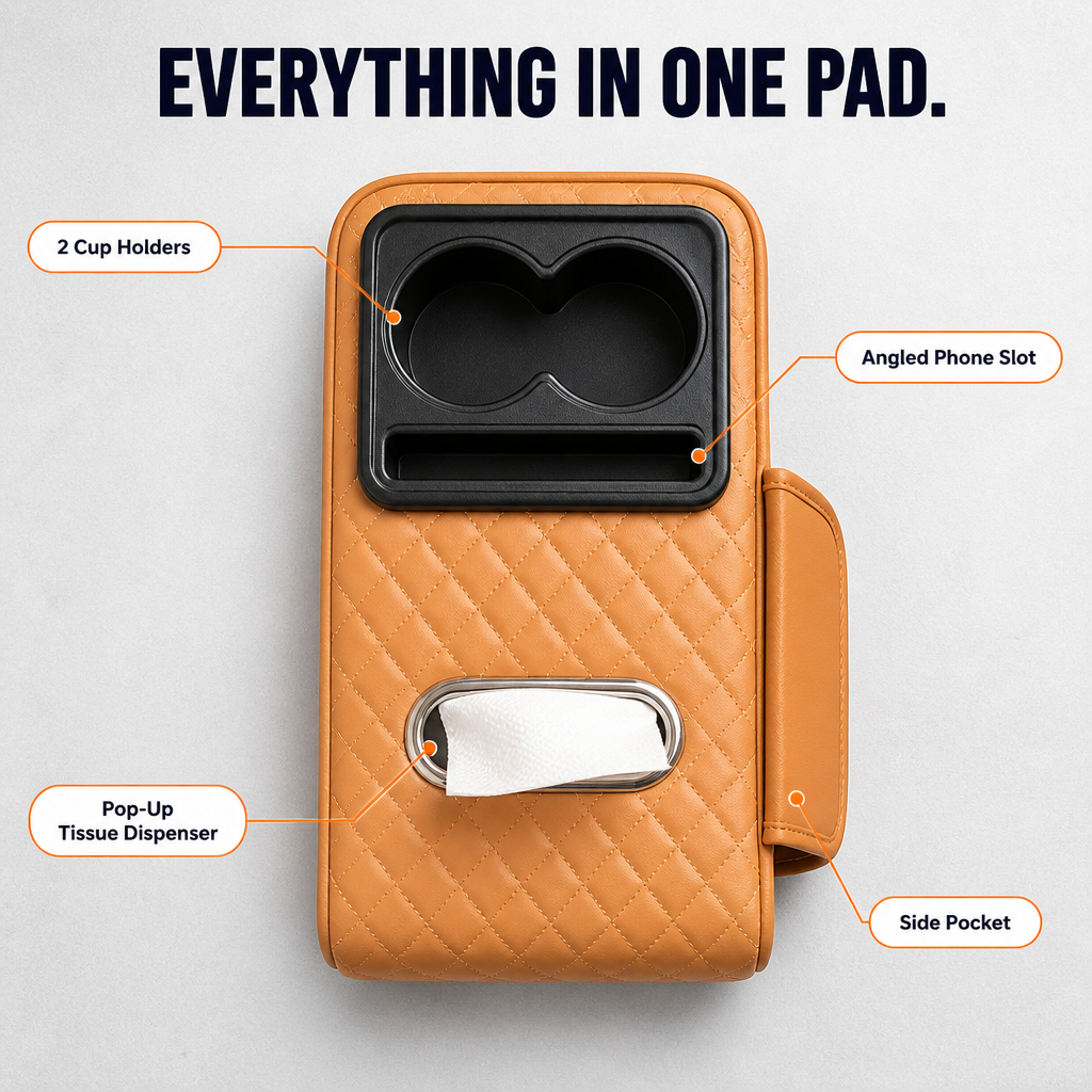LuminaLuxe™ — Tame Center Console Chaos With One Strap-On Armrest Pad