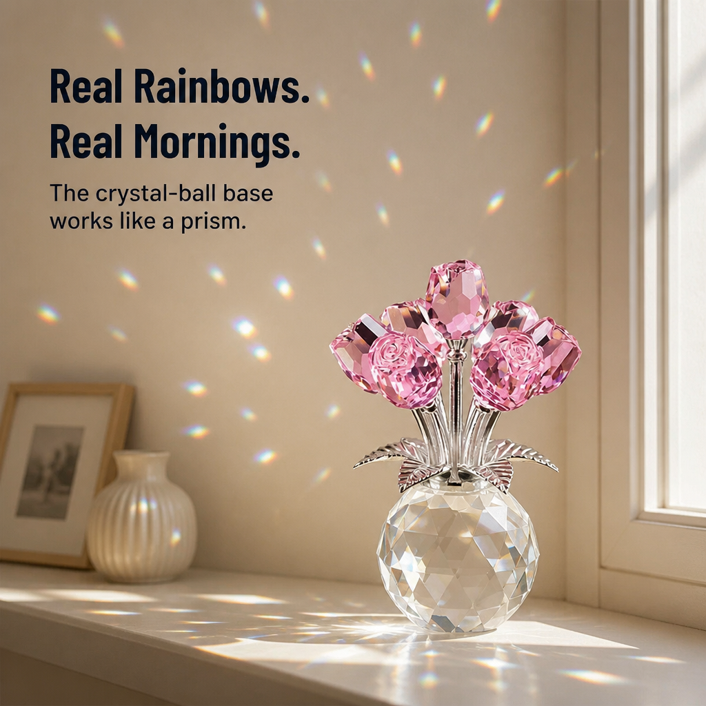 LuminRose™ — Surprise Her With Hand-Faceted Roses That Never Wilt