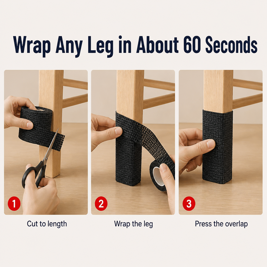 FlexGuard™ — Silence Screeching Chair Legs and Stop Floor Scratches in 60 Seconds | Cut-to-Fit Wrap