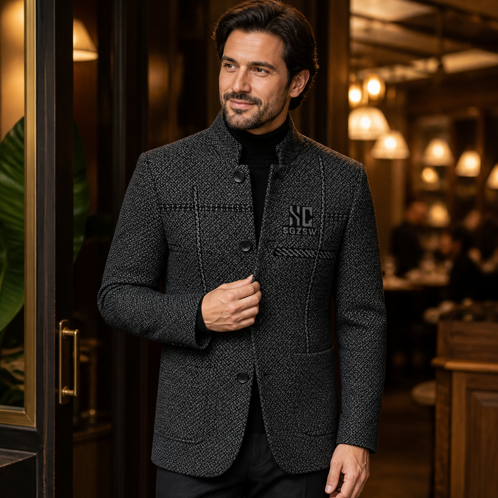 ArcticForge™ – Textured Stand-Collar Fleece-Lined Winter Coat