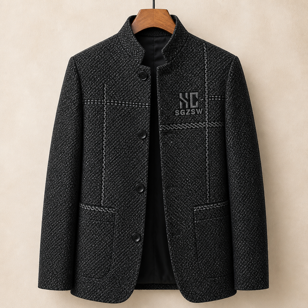 ArcticForge™ – Textured Stand-Collar Fleece-Lined Winter Coat