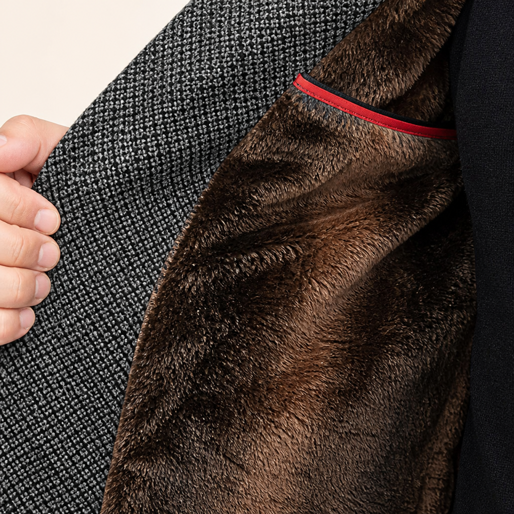 ArcticForge™ – Textured Stand-Collar Fleece-Lined Winter Coat