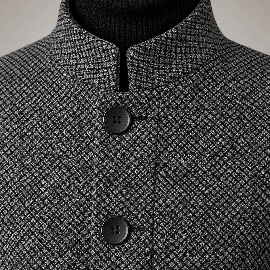 ArcticForge™ – Textured Stand-Collar Fleece-Lined Winter Coat