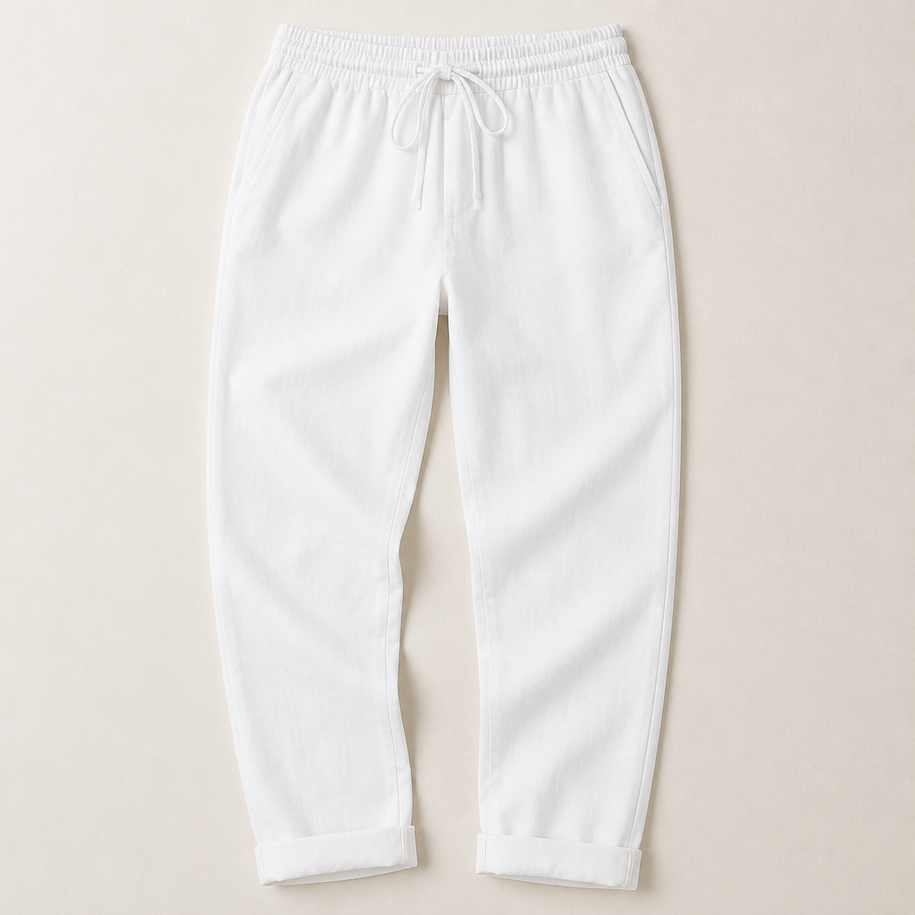 BellaSilk™ – Relaxed Cotton-Linen Tapered Pants with Drawstring Waist