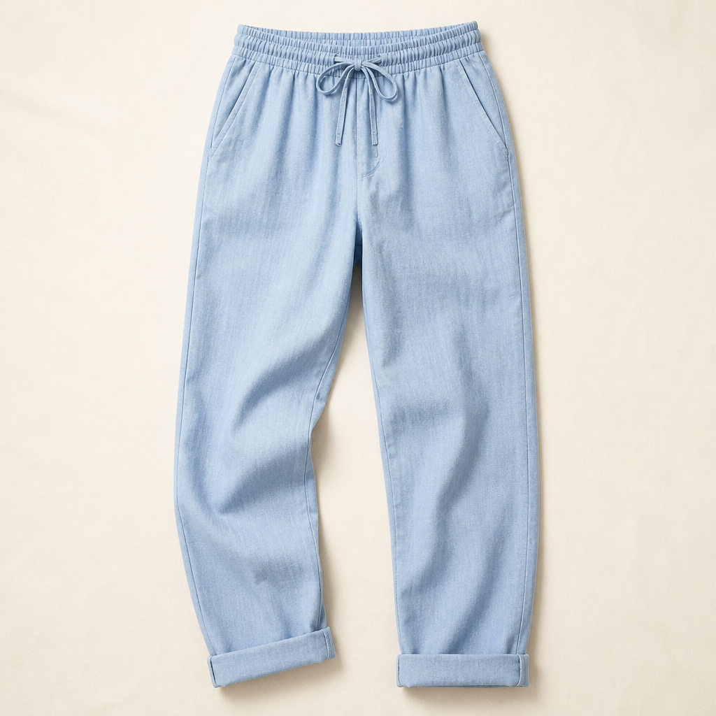 BellaSilk™ – Relaxed Cotton-Linen Tapered Pants with Drawstring Waist