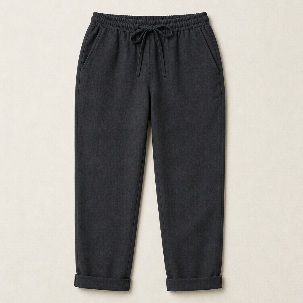 BellaSilk™ – Relaxed Cotton-Linen Tapered Pants with Drawstring Waist