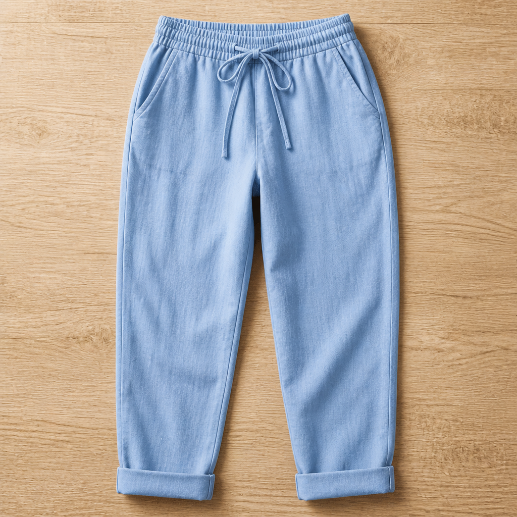 BellaSilk™ – Relaxed Cotton-Linen Tapered Pants with Drawstring Waist