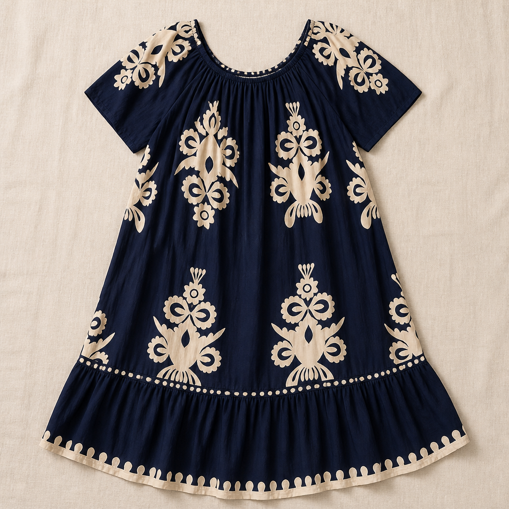 FlexiFit™ – Flowy Boho Print Midi Dress with Tiered Hem