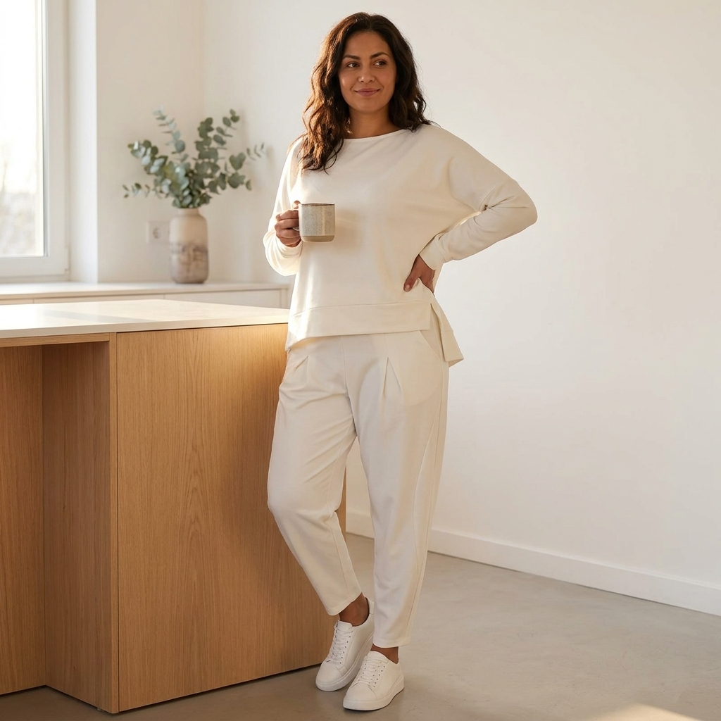LuminaEase™ – Relaxed Boat-Neck Top & Tapered Pant Set