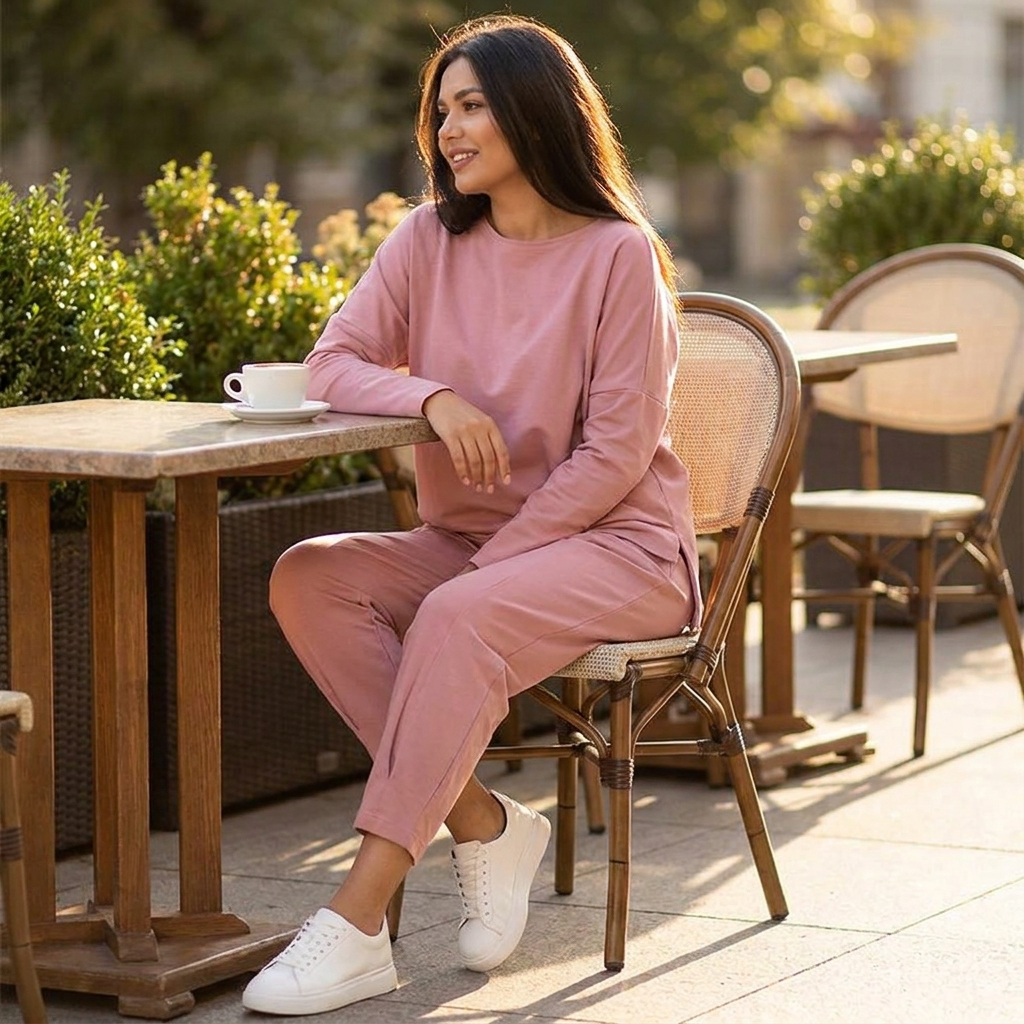 LuminaEase™ – Relaxed Boat-Neck Top & Tapered Pant Set